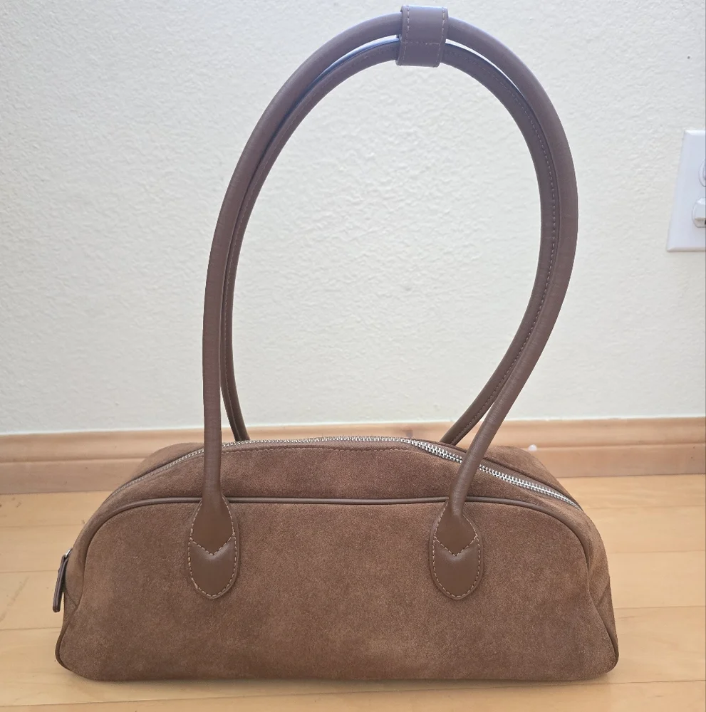 Brown Suede East-West Tote Bag - Picture 2 of 7